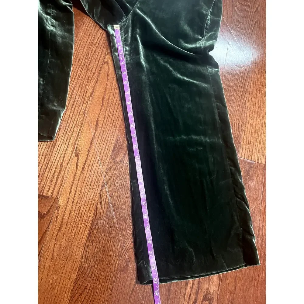 Madewell Huston Green Festive Velvet Pull on Wide Leg Crop Pants - S